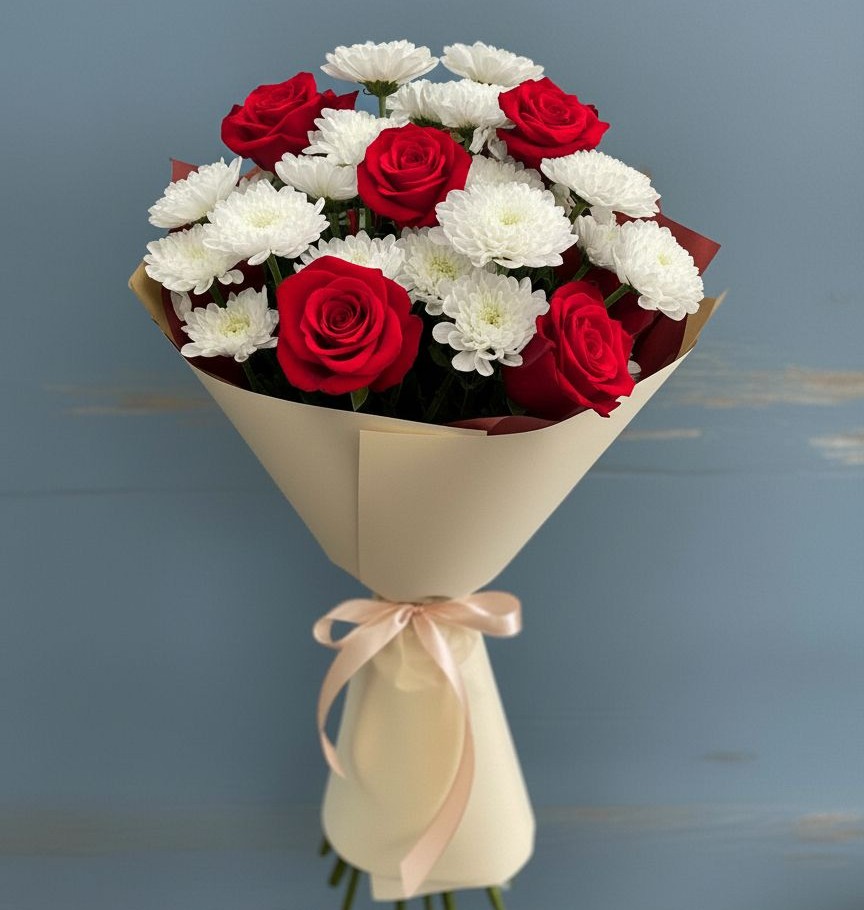 Букет цветов из: Розы и Хризантемы в Октябрьский Белгородской области