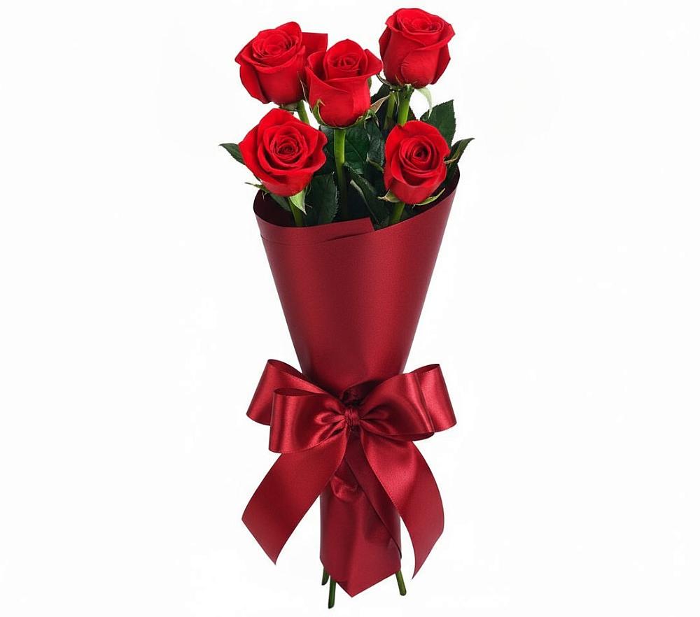 Букет 5 Красных роз Эдлесс Лав в Октябрьский Белгородской области