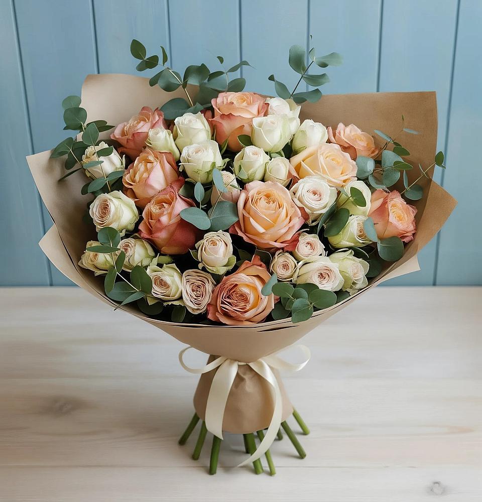 Букет цветов из: Альстромерии и Розы в Октябрьский Белгородской области