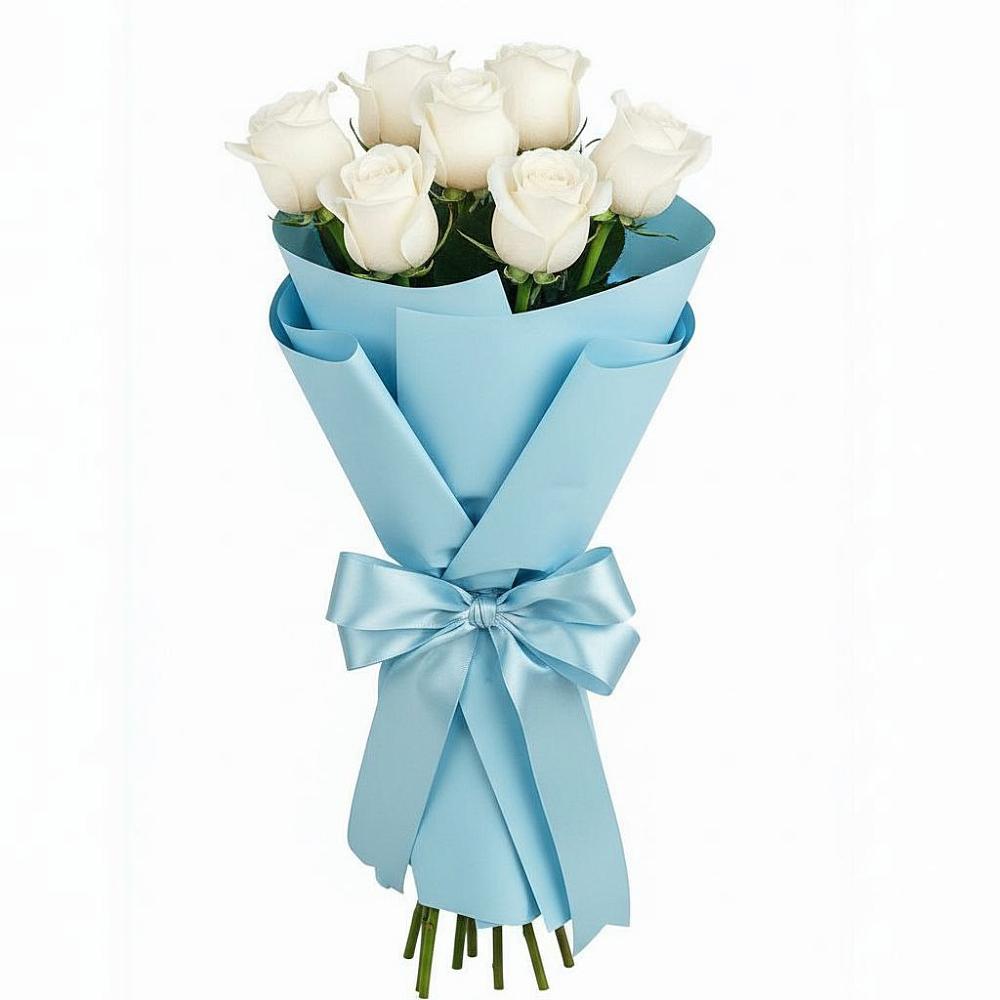 Букет 7 белых роз Проуд в Октябрьский Белгородской области