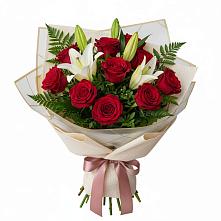 Букет цветов из:  Лилии и Розы в Октябрьский Белгородской области