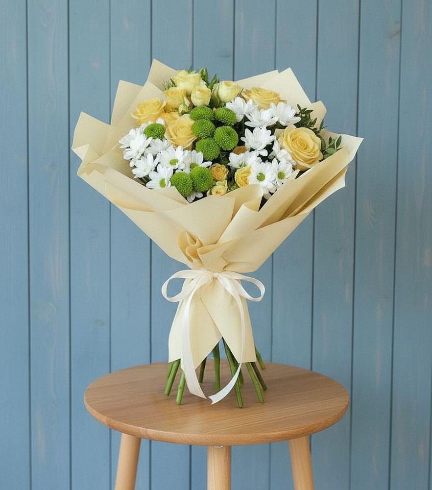 Букет цветов из: Хризантемы и Розы в Октябрьский Белгородской области