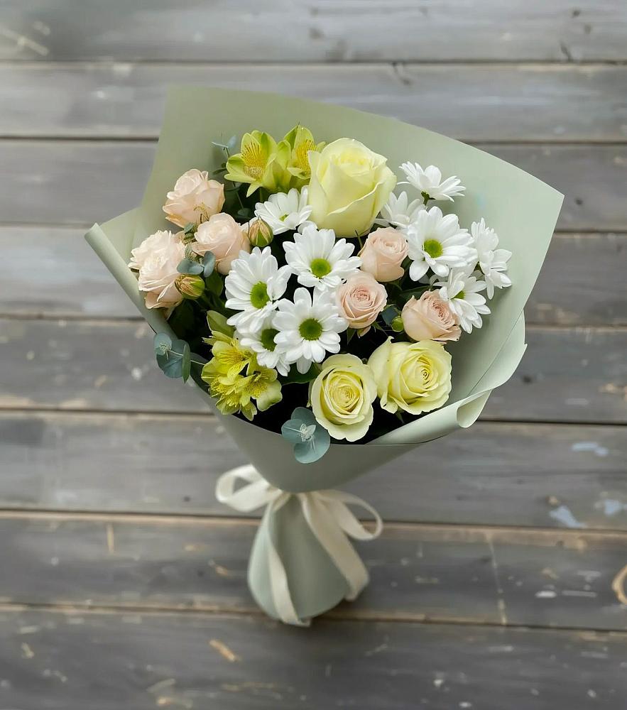 Букет цветов из: Альстромерии, Розы и Хризантемы в Октябрьский Белгородской области