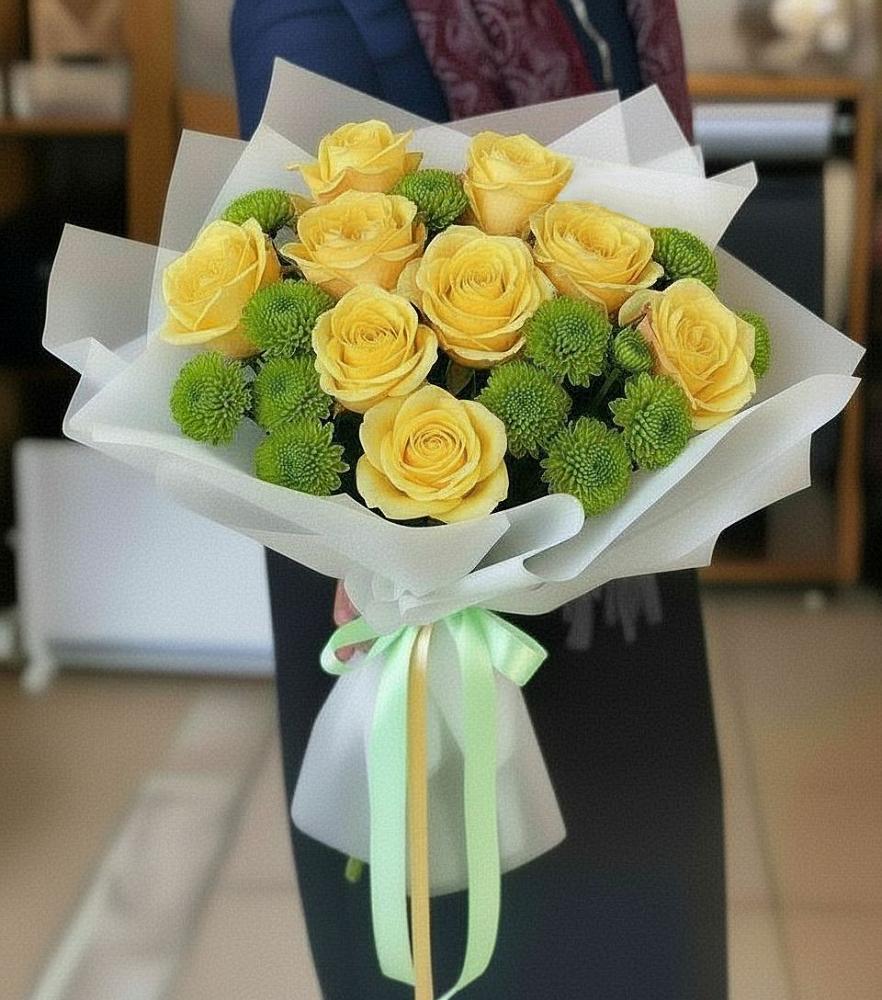 Букет цветов из: Хризантемы и Розы в Октябрьский Белгородской области