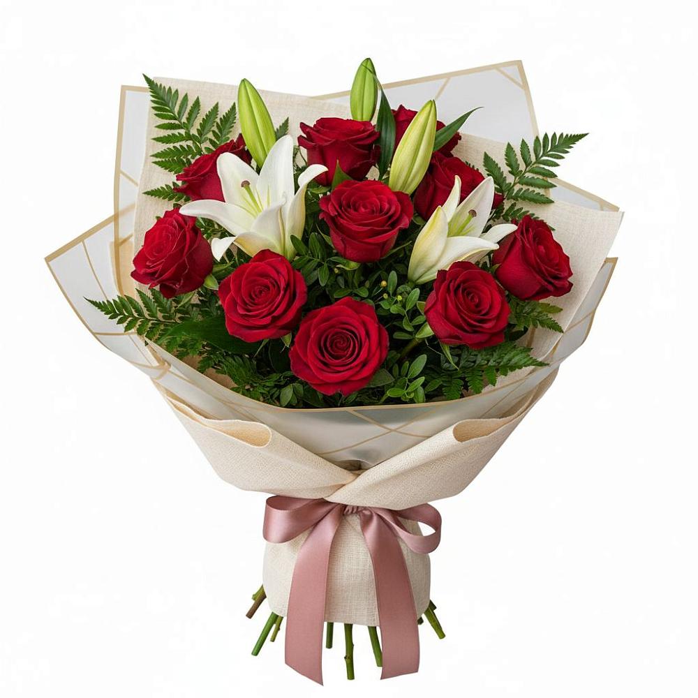 Букет цветов из: Лилии и Розы в Октябрьский Белгородской области