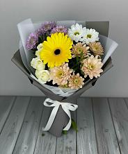Букет цветов из:  Розы, Герберы и Хризантемы в Октябрьский Белгородской области