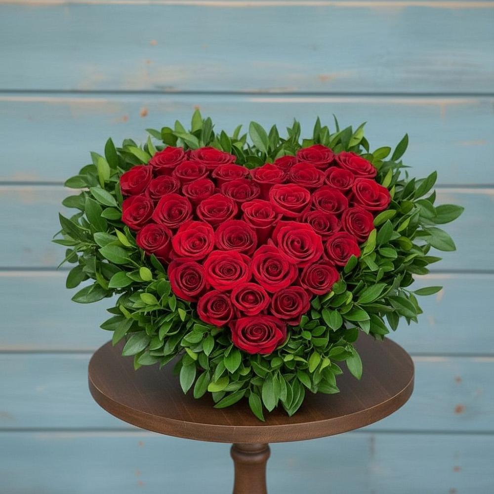 Цветочная композиция из Розы в виде сердца в Октябрьский Белгородской области