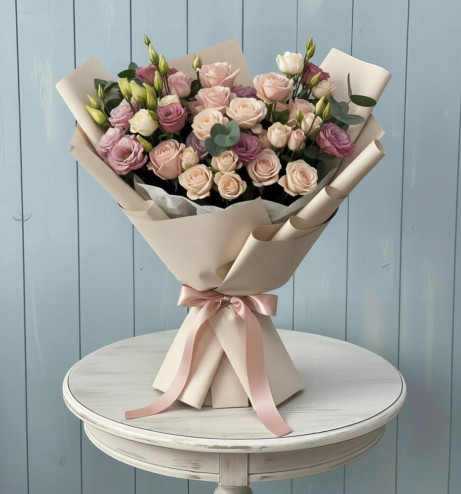 Букет цветов из: Розы и Лизиантусы в Октябрьский Белгородской области