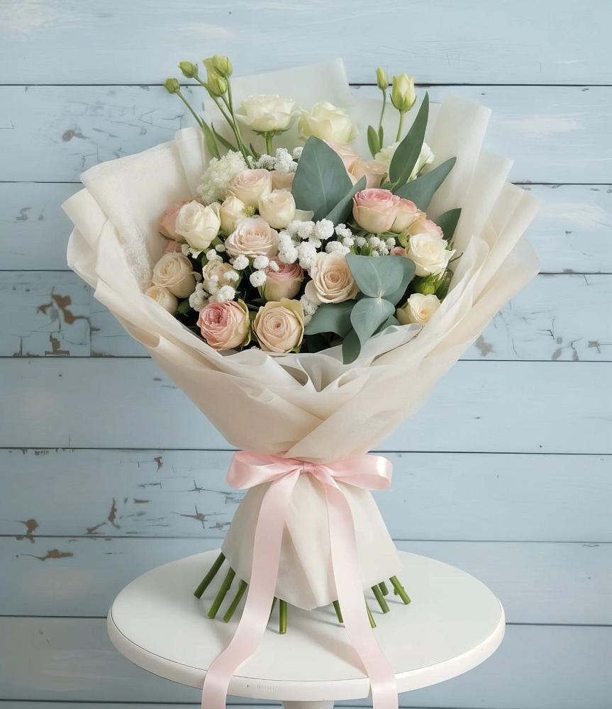 Букет цветов из: Розы и Лизиантусы в Октябрьский Белгородской области