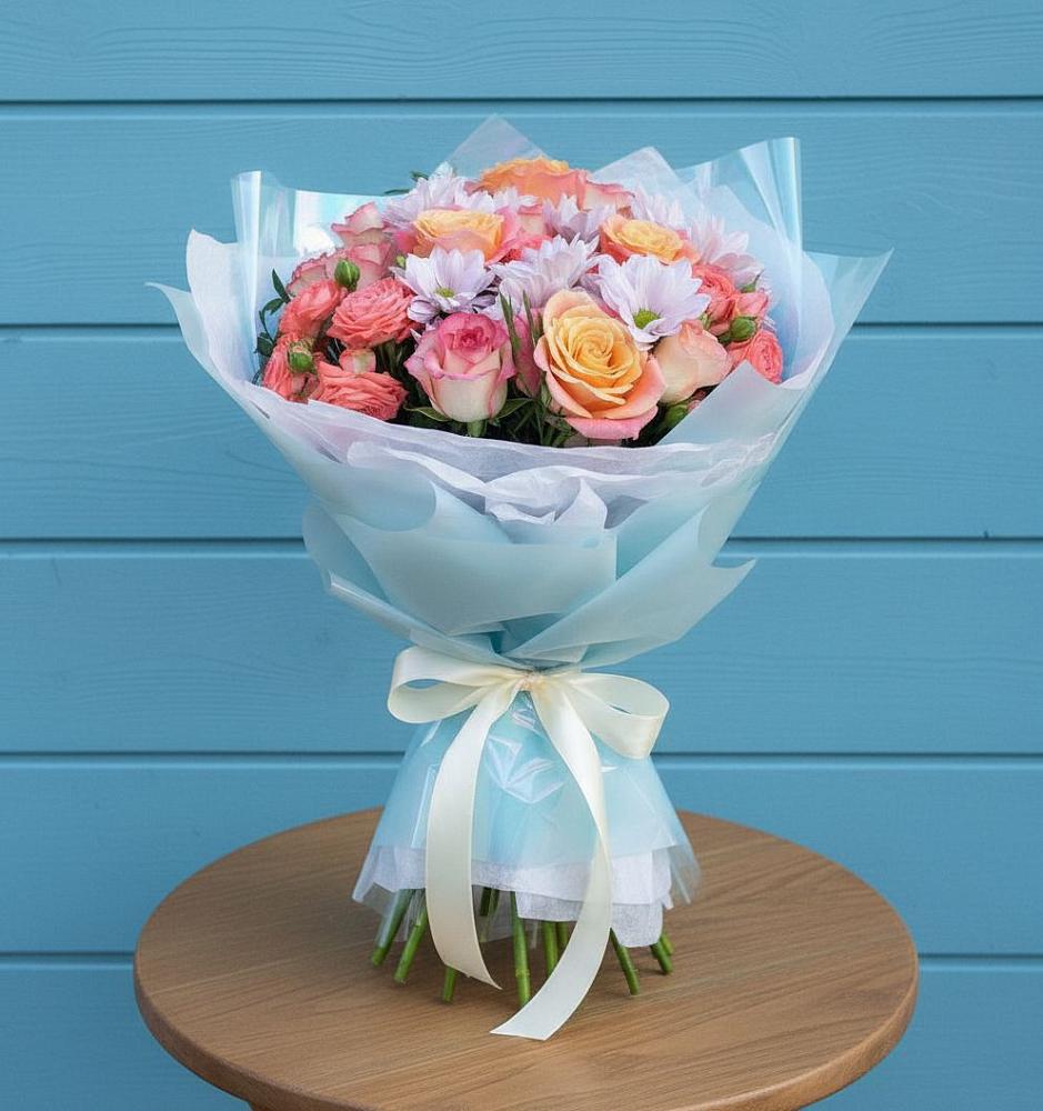 Букет цветов из: Хризантемы и Розы в Октябрьский Белгородской области