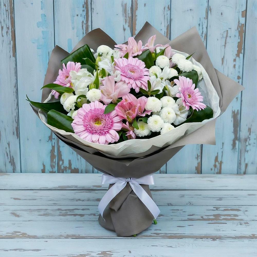 Букет цветов из: Герберы, Альстромерии и Хризантемы в Октябрьский Белгородской области