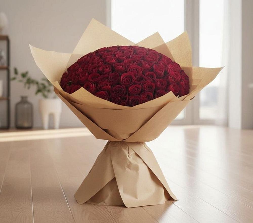 Букет 101 Красная роза в Октябрьский Белгородской области