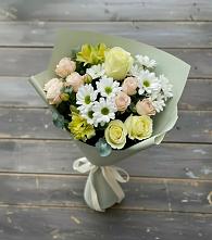 Букет цветов из:  Альстромерии, Розы и Хризантемы в Октябрьский Белгородской области