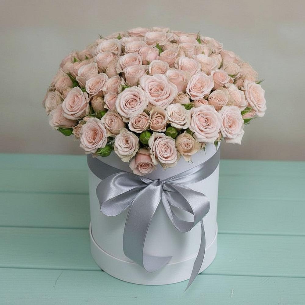 Цветочная композиция из Розы в шляпной коробке в Октябрьский Белгородской области